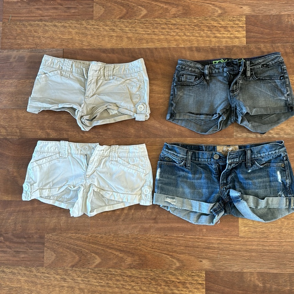 Four pairs of size zero jean shorts in perfect condition!